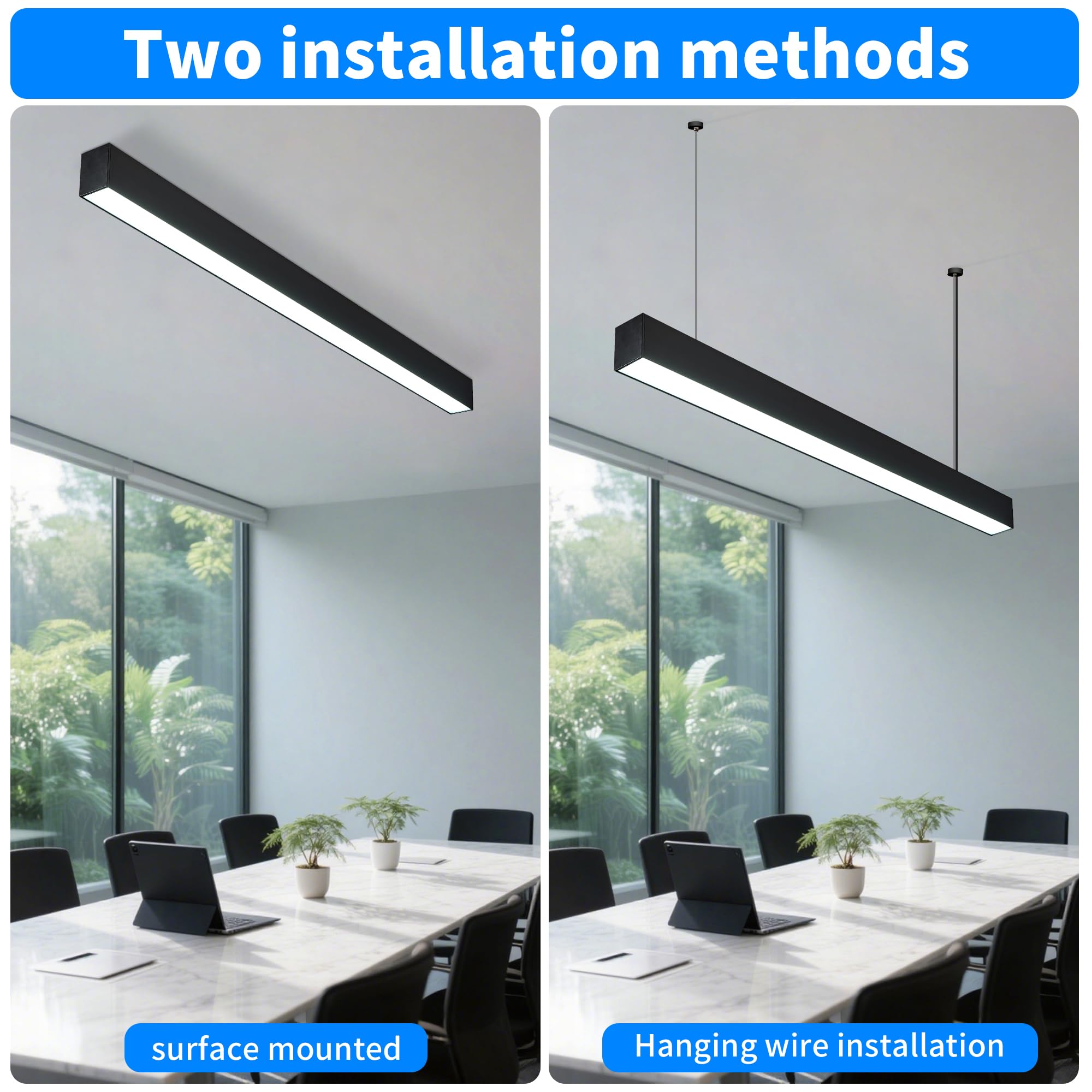 8FT Linkingable LED Linear Light 100W 15000lm Dimmable Suspended Linear Light 3000-6000K Color Changing Prefect for Office Shop — view 4