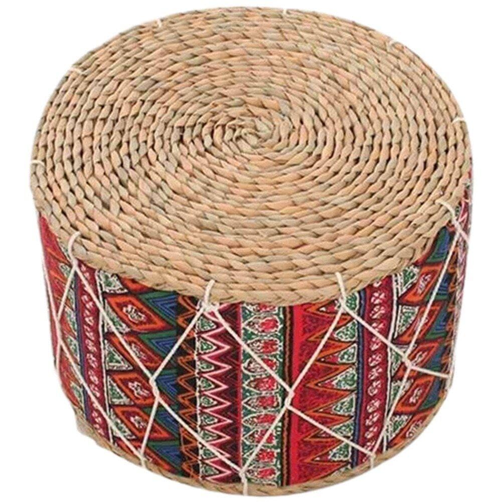 Petit tabouret en paille fait main : la douceur de l'artisanat ethnique pour votre foyer