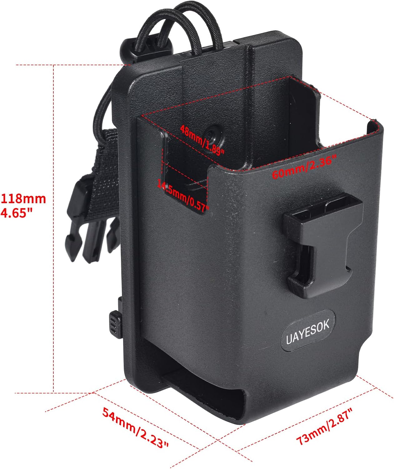UAYESOK TC-3H MOLLE & Duty Belt Radio Holster Pouch, Universal TPU Police Tactical Vest Carry Case for Baofeng uv-5r uv32 Kenwood Motorola apx6000 APX 8000, Compact & Quick-Release