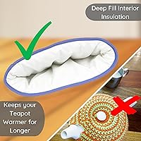Vista 5 de Muldale Tetera grande acogedora para tetera británica, 100% algodón, extra gruesa, diseñada en Inglaterra, tetera aislada acogedora