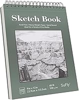 SuFly 9x12 Top Spiral Sketchbook - 100 Sheets 100gsm Acid-Free Paper, Hardcover Drawing Pad for Kids, Teens & Adults