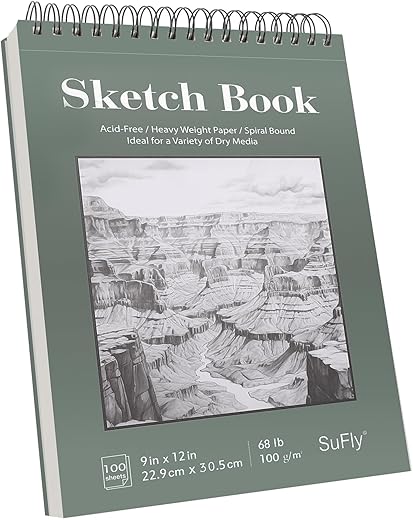 SuFly Sketch Book 9×12, Drawing Paper Pad-68lb/100gsm, Top&hellip;