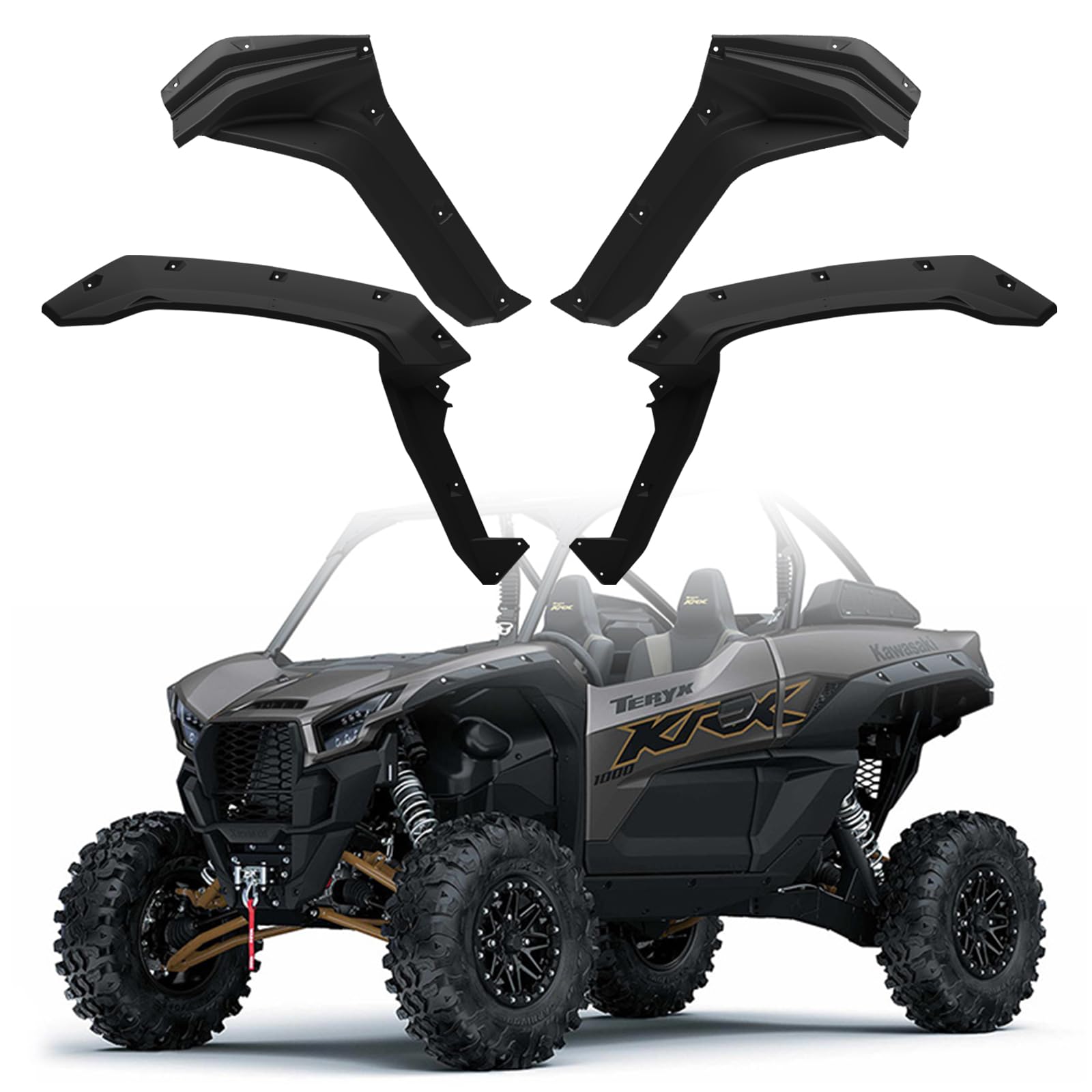 UTV Wide Fender Flare Front & Rear Fender Flares Mud Flares Guards Mudguard Mud Guard Extension for Kawasaki Teryx KRX 1000 2020-2023 Accessories