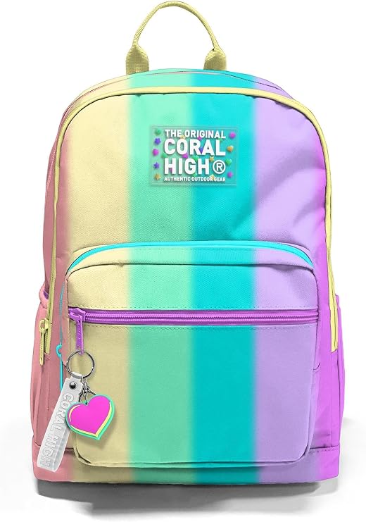 Coral High Dört Bölmeli Renkli Çizgili Ortaokul Çantası - Kız Çocuk