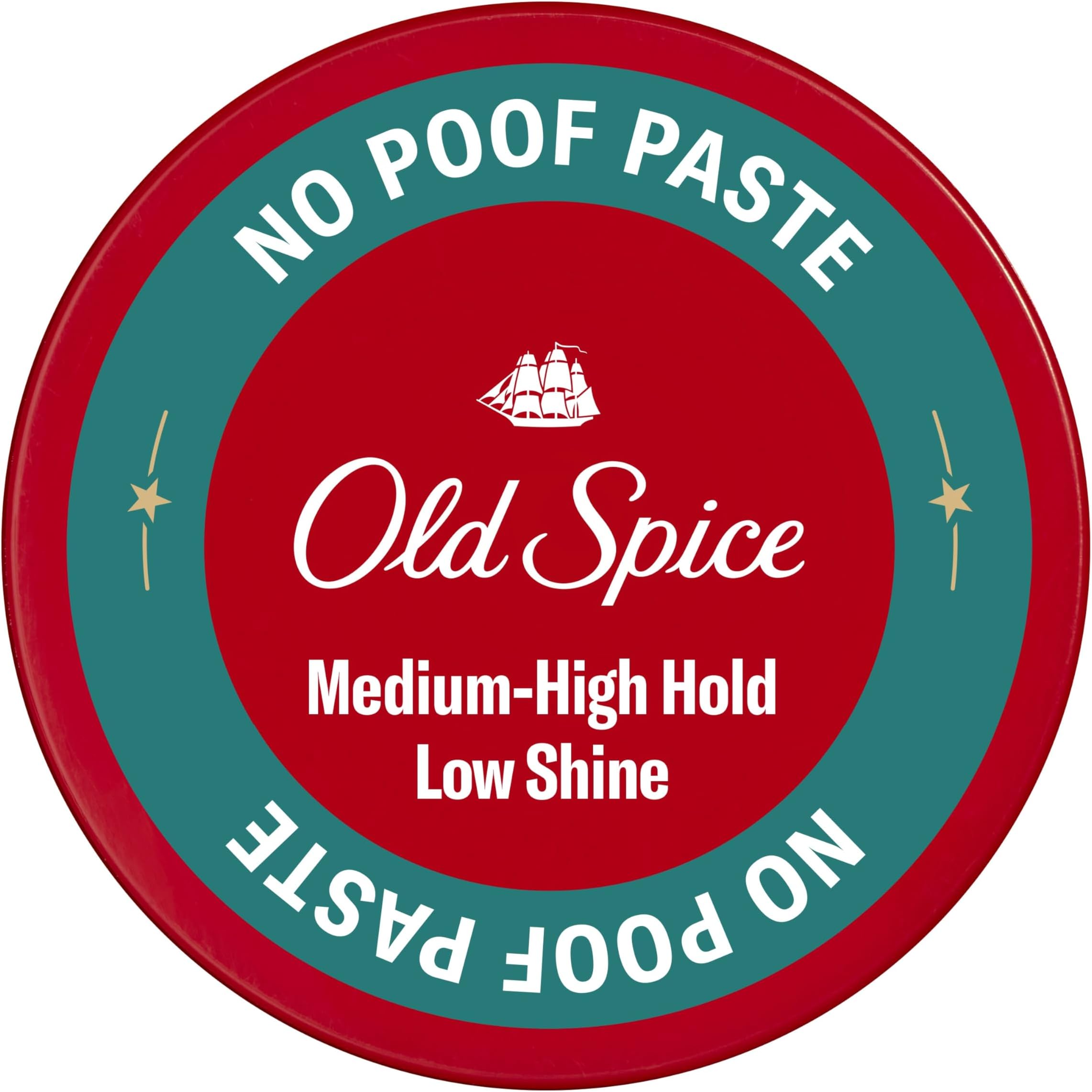 Old Spice Hair No-Poof Paste for Men, Medium-High Hold, Low Shine, 2.22 Oz