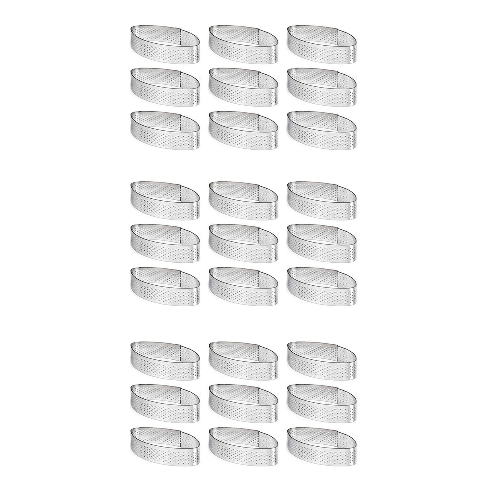 Vjsujehgy 27 Pack Stainless Steel Tart Ring, Heat- Perforated Cake Mousse Ring Cake Mousse Molds Circle Cutter Pie Ring
