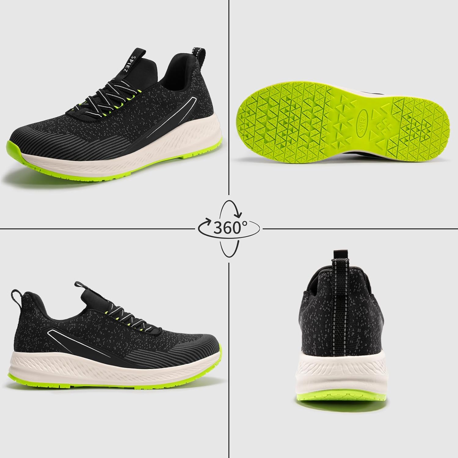 SPIEZ Slip-On Safety Shoes for Men & Women - Non-Steel Composite Toe, Fashion Sneaker Design, Hands-Free Convenience, All-Day Protection, US 5.5-13.5 - Image 2