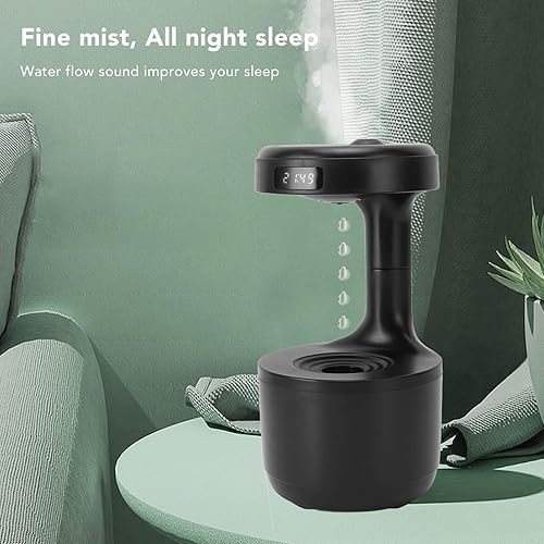 Miniatura 4 de Humidificador anti, 27.1 fl oz de caída de agua flotante, humidificador creativo silencioso alimentado por USB, humidificador de niebla con luz