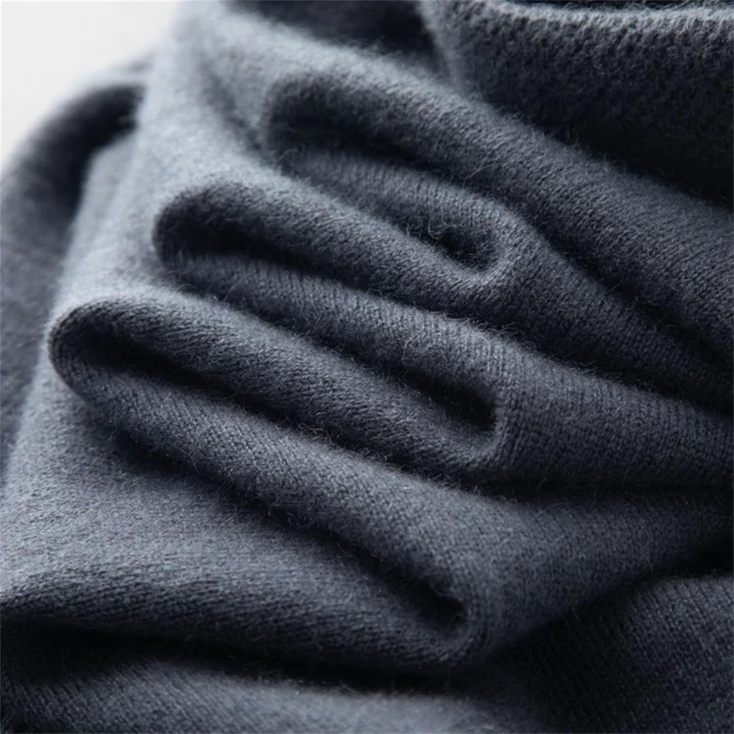 Kelsiop Men's Cashmere Sweater Collar Pullover Winter Knitted Contrast Shirt