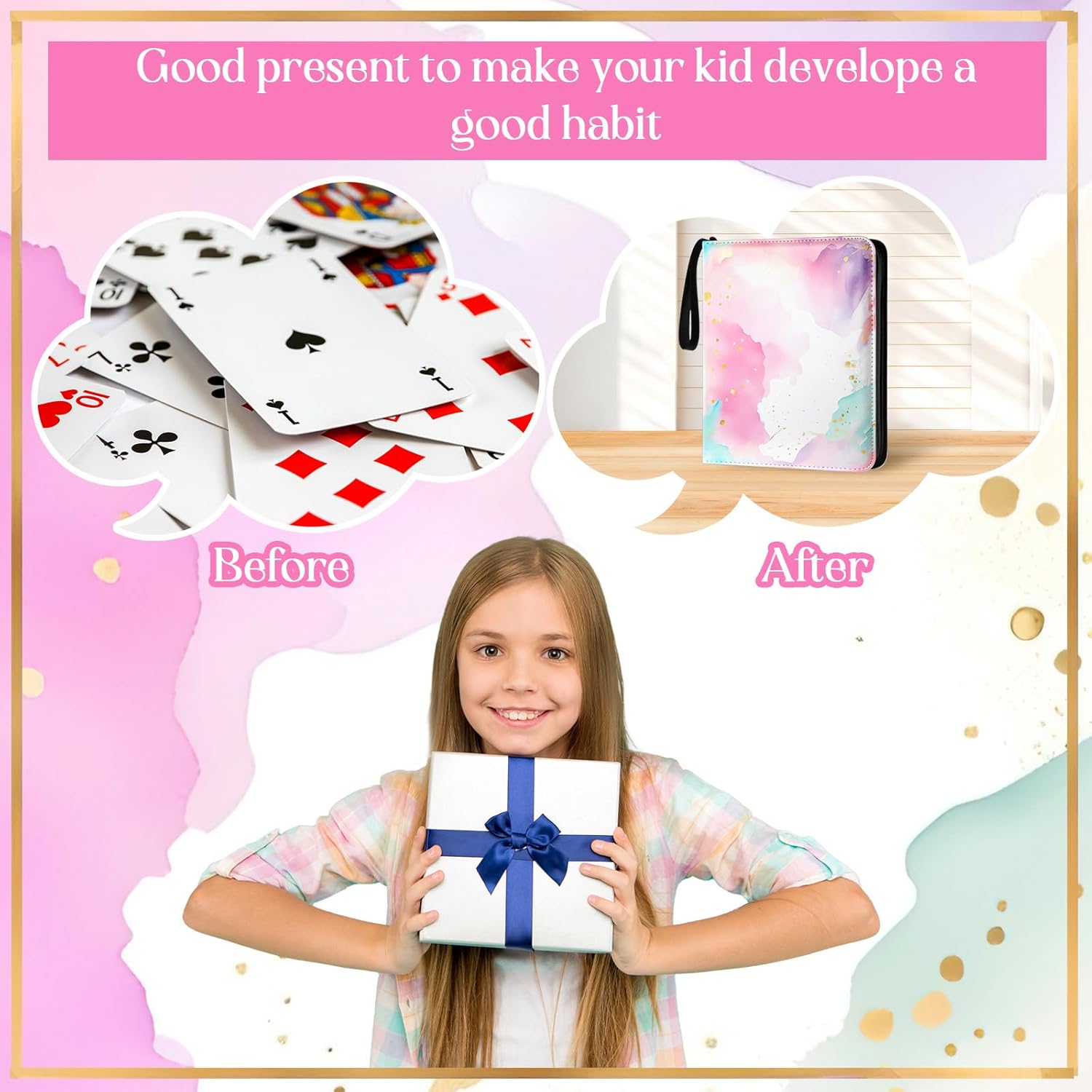 Card Binder 4/9 Pocket PU Waterproof Trading Binder Compatible with Mtg/ygo/tcg for 400/900 Portable Album Holder with Zipper Wristband Card Organizer