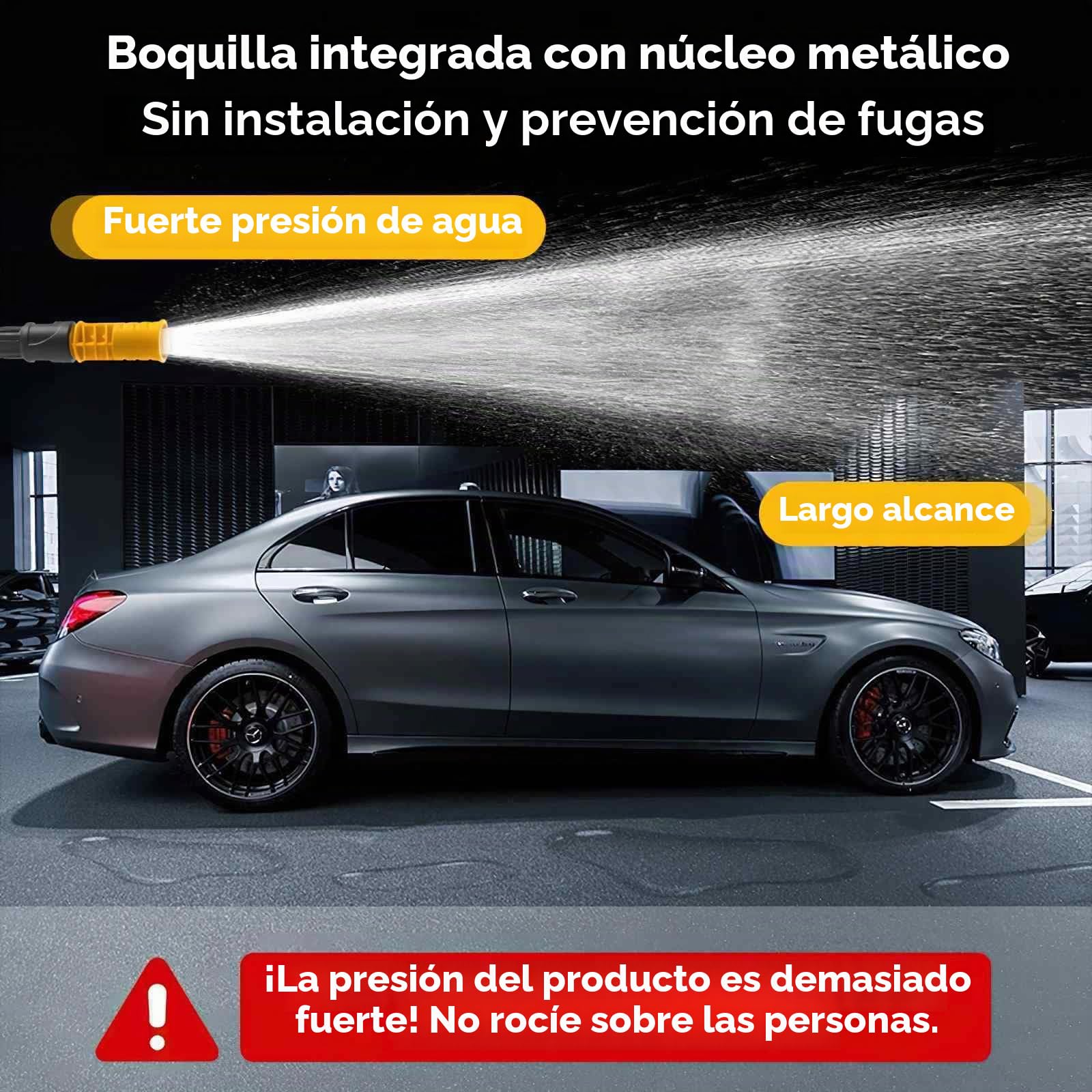 Limpiador de alta presión a batería, Max 200 bar con 15000 mah baterías, pulverizador de espuma, 6 en 1 multiuso boquilla y 180 ° boquilla giratoria para limpieza y riego