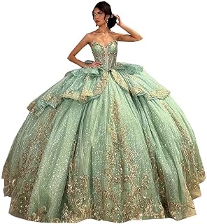Pearl Floral Flowers Pattern Ball Gown Quinceanera Prom Dresses Vestido De 15 Anos 2026
