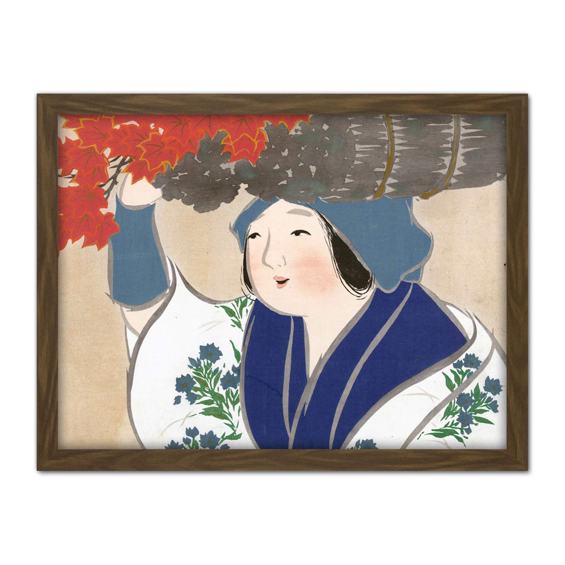 Artery8 Kamisaka Sekka Firewood Saleswoman Japanese Painting Artwork Framed Wall Art Print 18X24 Inch