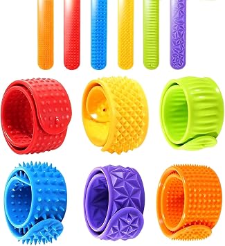 6 PCS Slap Bracelets Set, Fidget Toys Durable Textured Sensory Toys Easy to Clean Fidget Bracelet, Fun Stress Toy Suitable for Home Travel and Classrooms