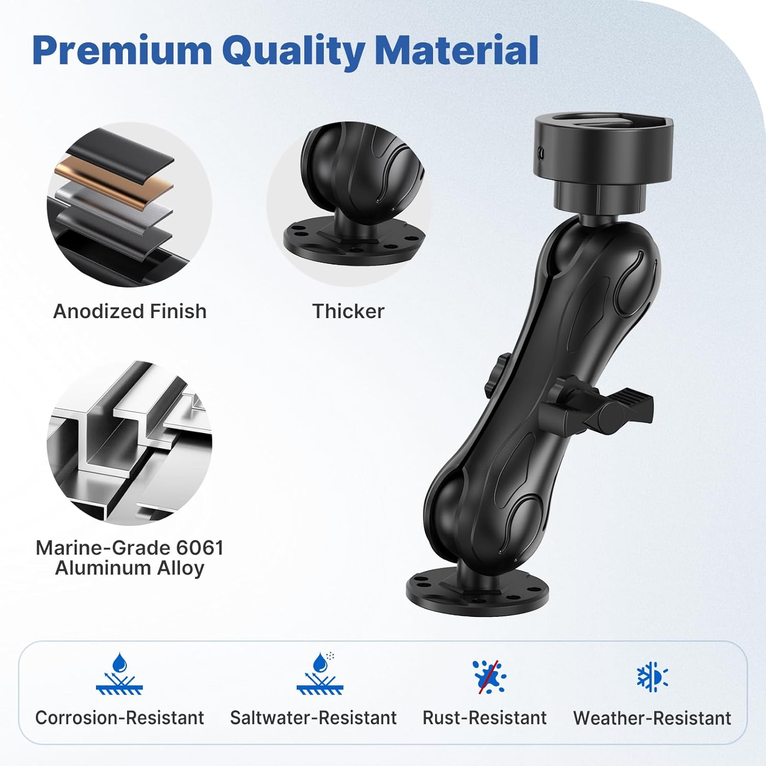 2025/2024 Starlink Mini Mount, Corrosion-Resistant Marine-Grade 6061 Aluminum Alloy Starlink Mini Fixed Mount with Universal Pipe Adapter & Steadier 1.5" Ball Head for Boat,Yacht, Sailboat, Trawler