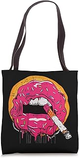 Donut Lips Cigarette Cool Doughnut Sweets Food Smoking Gift Tote Bag