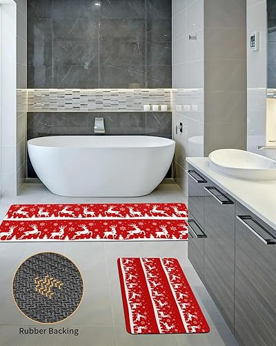 Miniatura 10 de Tapete de baño con ciervos navideños para bañera, antideslizante, de secado rápido y absorbente, tierra de diatomeas, fregadero, dormitorio, cocina,