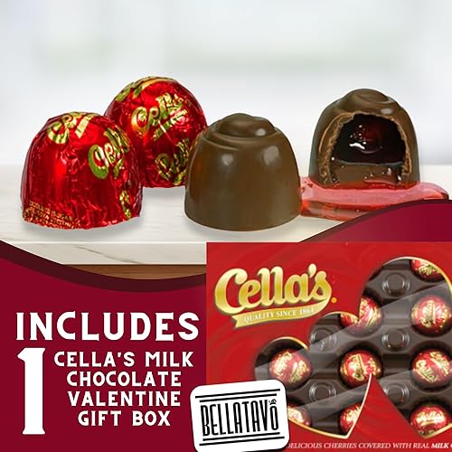 Miniatura 3 de Paquete de cerezas cubiertas de chocolate con leche. Incluye una caja de chocolate de cerezas cubiertas de chocolate de Cella's para el día de San
