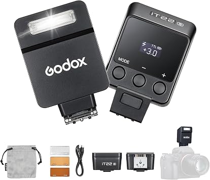 GODOX iT22 S iT22-S TTL Mini Flash for Sony, 700 Full Power Flashes, 1.5s Recycling Time, 6 Stops 1/32 to 1/1 Power, Built-in 300mAh Battery, with Magnetic Spreader&Color Filter