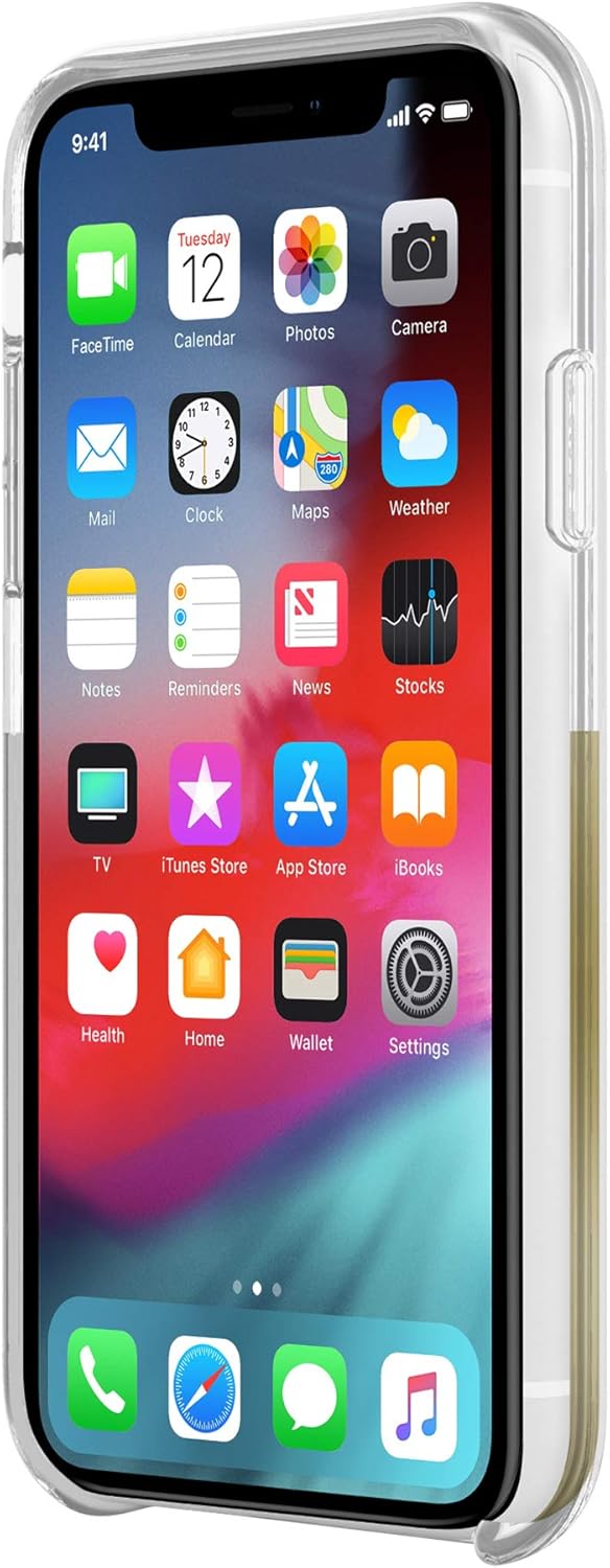 kate spade new york Gold Crystals Half Clear Case for iPhone XR - Protective Phone Case with Crystal Gems