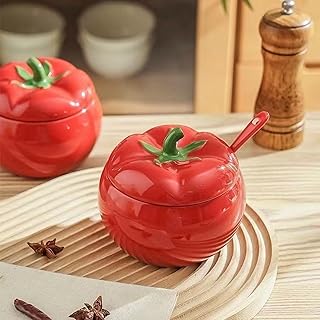 Ceramic tomato-shaped seasoning jar household fresh tableware-red