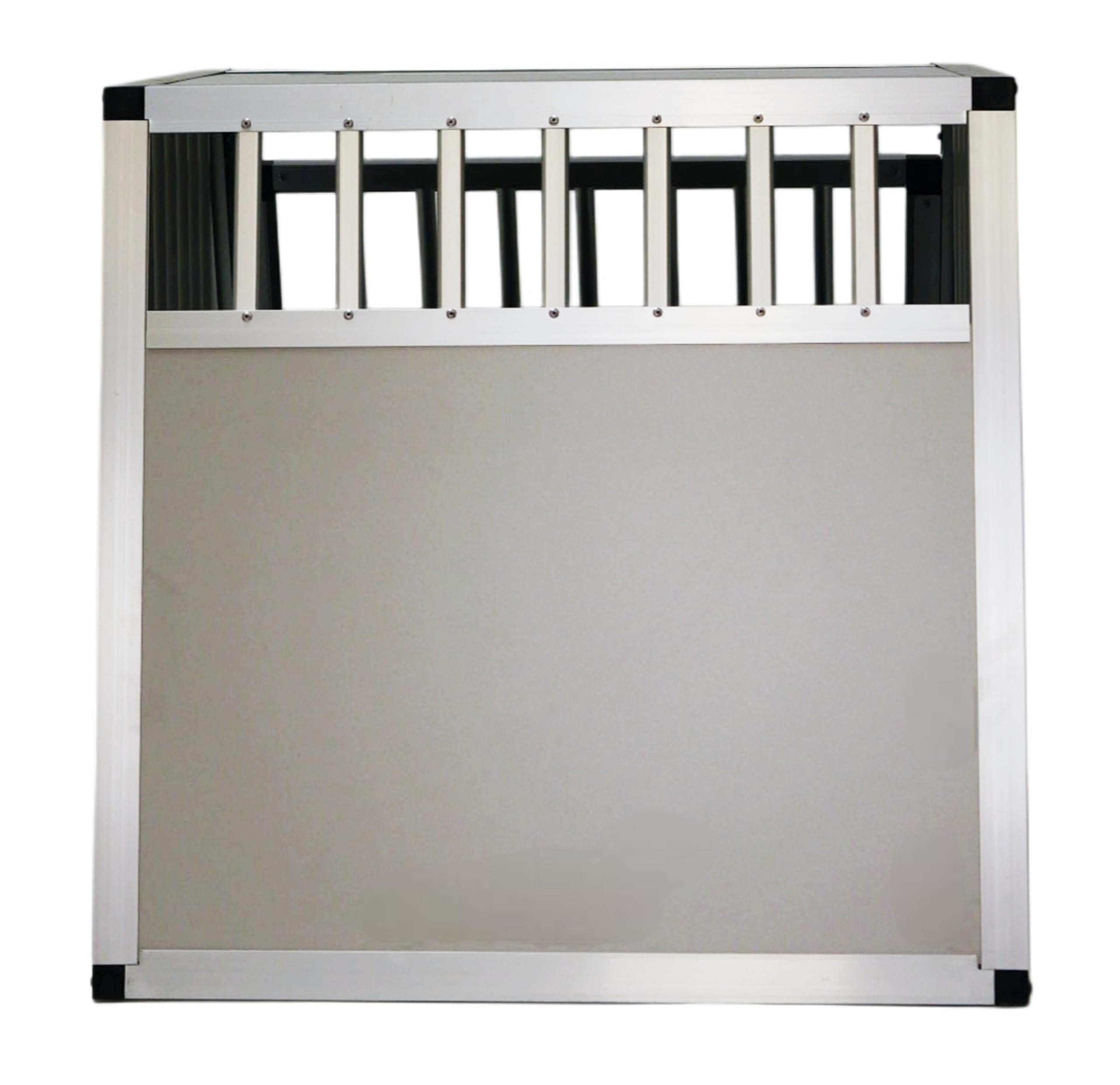 DOGHEAD Hundetransportbox Comfort, Single 65x80x63 cm, Grau/Silber, Aluminium, Beidseitig Abgeschrägt 75°