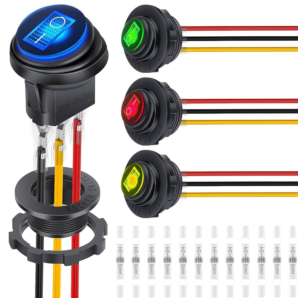 DAOKAI Round Rocker Switch 2 Position 12V 20A ON Off Waterproof Heavy