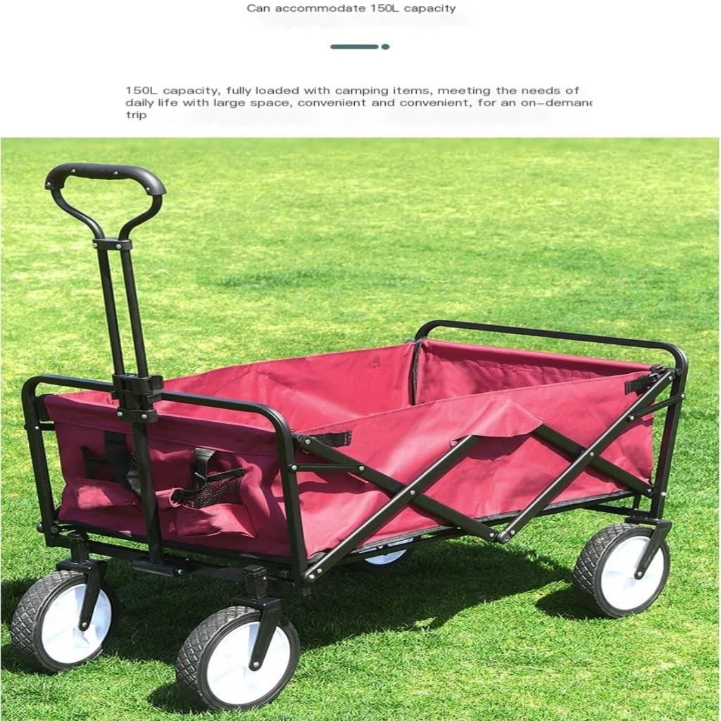Plegable vagón portátil， Carrito de Compras Plegable, Remolque for Acampar, Carrito de Picnic, Carrito de Compras(Black)