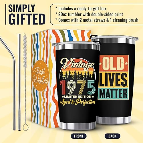 Miniatura 4 de Regalos de cumpleaños 50 para él, ella, hombres y mujeres, decoraciones de cumpleaños 50, regalos de 50 años para hombres de 1974, divertidas ideas