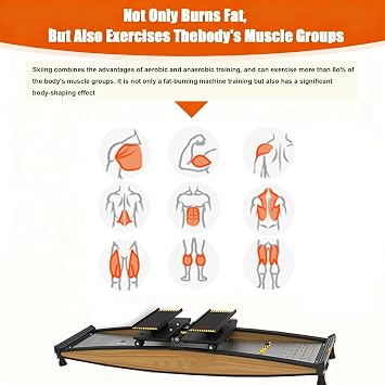 New Ski Trainer, Ski Simulator Machine for Full Body,3D Cross Trainer, Strength and Balance Training Tool Set, Noiseless Ski Exercise Machine for Skiing Beginners, Home Use