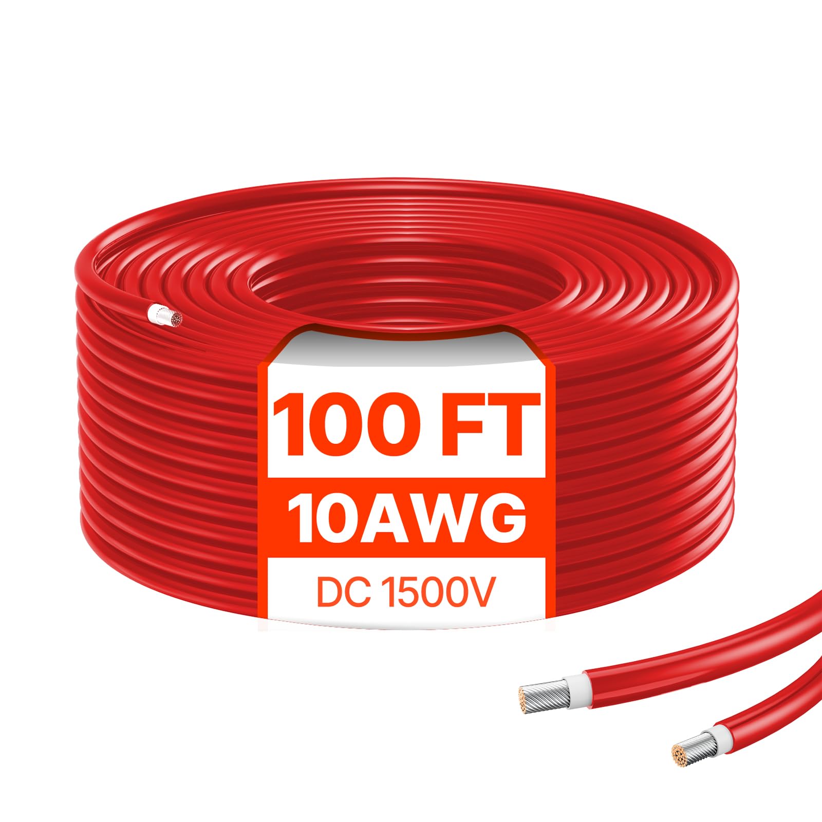 VEVOR Cavo di Prolunga per Pannello Solare da 30,48 m, Cavo di Prolunga 10 AWG per Pannello Fotovoltaico Impermeabile IP67-40℃～105℃ in Rame Stagnato Uso Domestico, Navali Camper, Colore Rosso