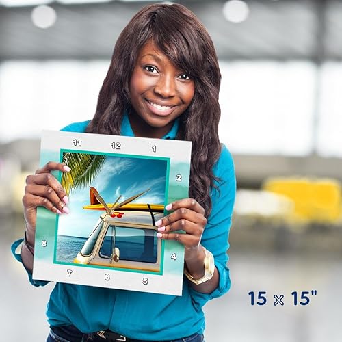 Miniatura 5 de 3dRose dpp_99540_3 Reloj de pared vintage con tabla de surf, 15 x 15 pulgadas