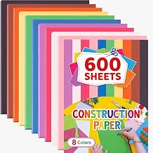 Construction Paper Assorted Colors 600 Sheets 10 Bright Colors, 9x12 Bulk Craft Paper, Standard Weight Construction Paper, Color Paper for Kids Arts & Crafts and School Projects, by Enday