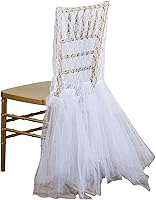 Vista 7 de Efavormart - 10 piezas de falda tutú para silla de encaje blanco y tul, decoración de silla para eventos de boda
