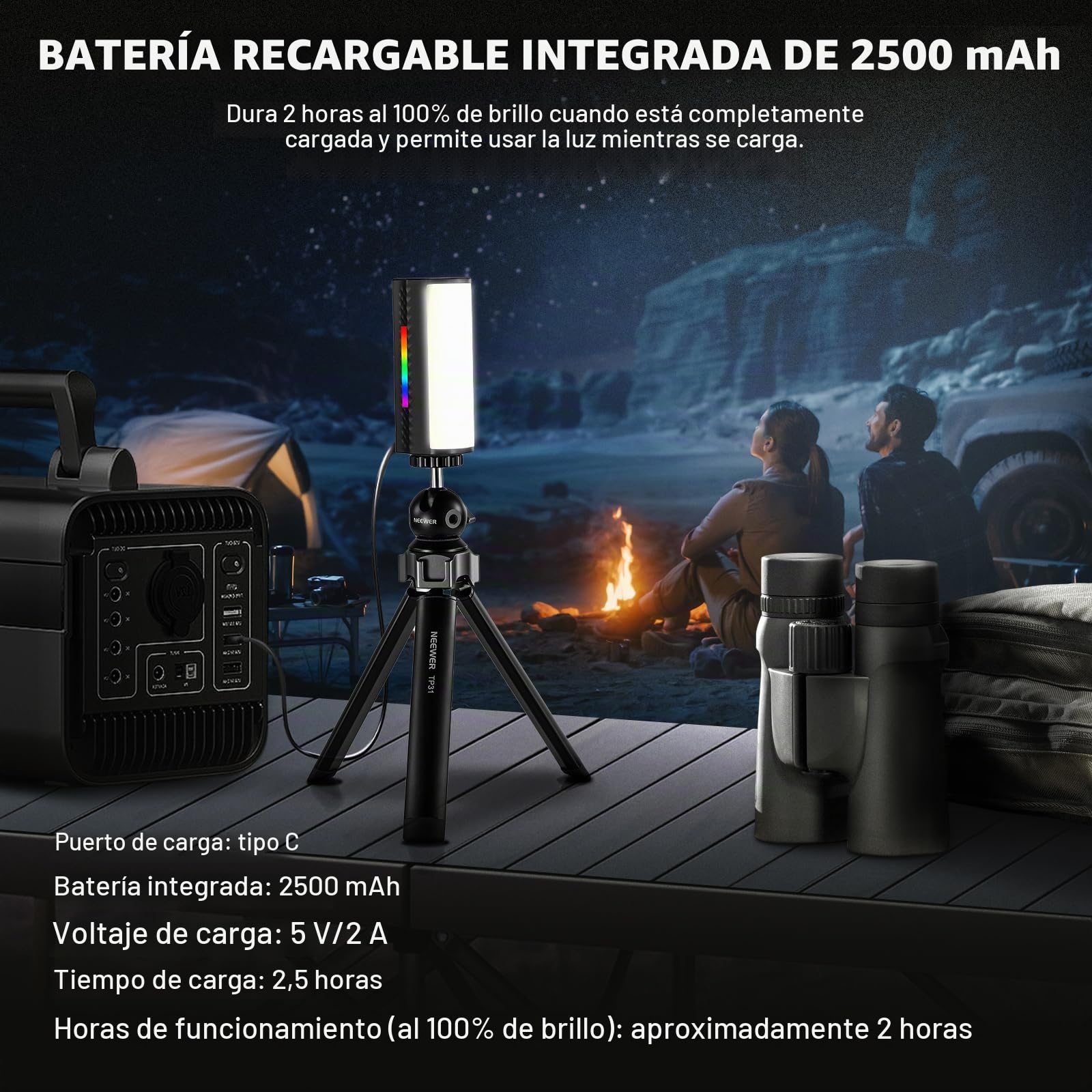 NEEWER Varita de Luz Magnética [Paquete de 2] con App Control, 360° Todo RGB Mini LED Video Barra Luz 2500K~8500K Regulable CRI 97 con Batería 2550mAh, 17 Escenas para fotografía Vlog TikTok, TL97C