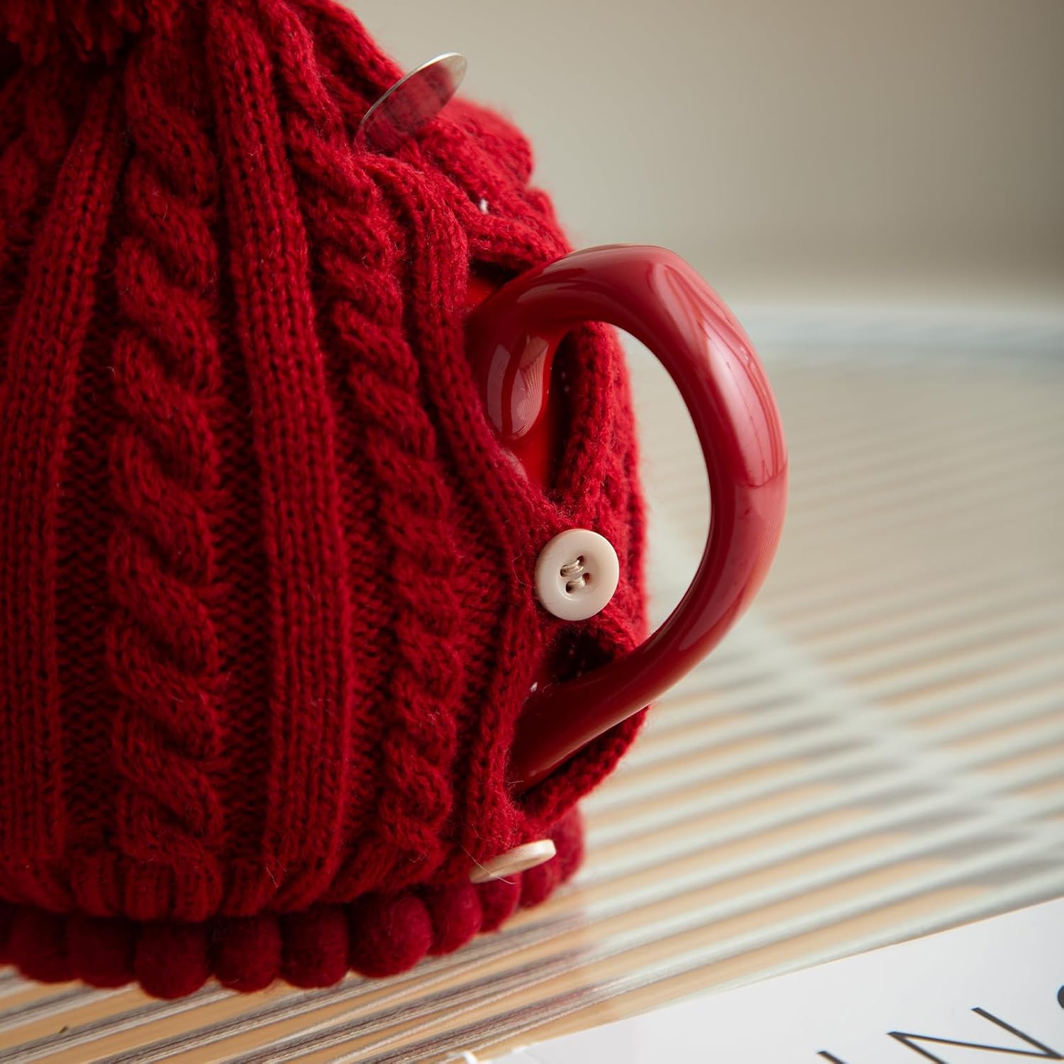One Piece Tea Cozy for 2 Cups Size,600ml,20oz,Not Include Teapot. (RED)