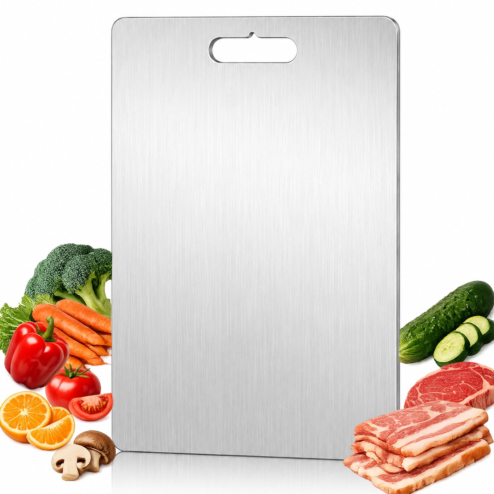 Chopping Board, 316 Foodgrade Stainless Steel Cutting Board for Kitchen, Double Sided Metal Board, Dishwasher Safe, Durable Non-Slip Board for Meat,Vegetables and Fruit - 1 Pack（M