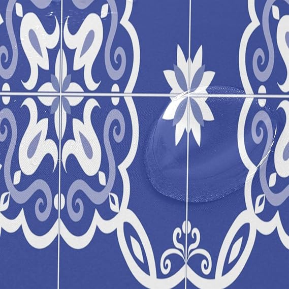 Blue Mexican Talavera Shower Curtain for Bathroom Decor 152x183 cm Waterproof Fabric Shower Curtain Liner Lightweight Cloth Shower Curtain with 12 Metal Hooks