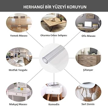 Aysan | 2.4mm | Transparent PVC Table and Tablecloth Protector | Table Pad | Protective Mica | Acetate Tablecloth | (Top: 70cm, Length: 50cm)