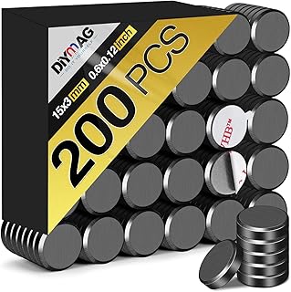 DIYMAG 200Pcs Small Rare Earth Magnets for Craft, Round Disc Magnetic with Adhesive Backing Strong Ceramic Magnet for Refrigerator Craft Hobbies Science Projects School Notice Board