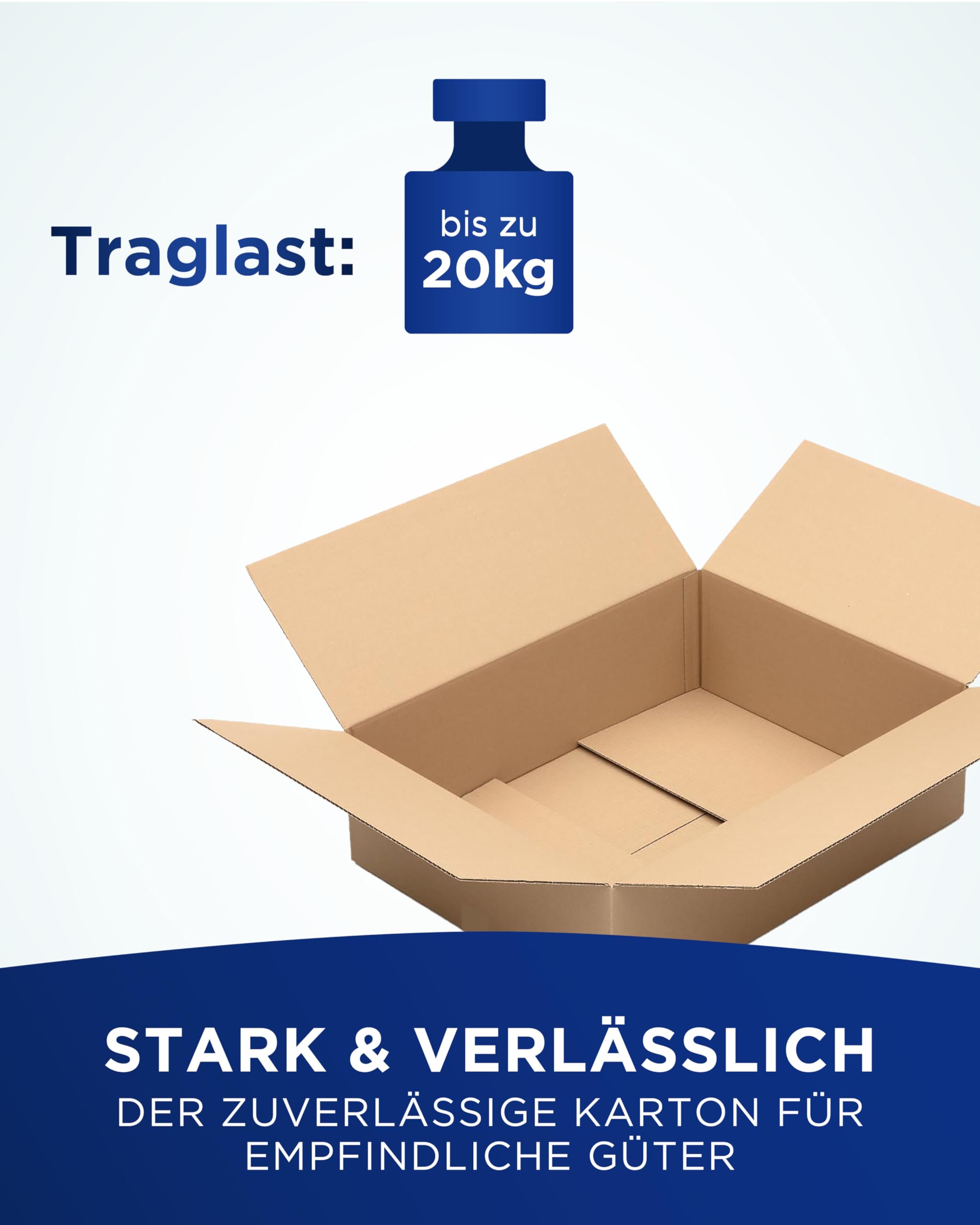 KK Verpackungen Versandkartons 650 x 500 x 200 mm Braun 1-wellig (Innenmaß 642 x 490 x 185 mm) | 20 Stück, Faltkartons Kartons für Versand als DHL Paket Hermes Paketklasse L DPD GLS Paketklasse XL