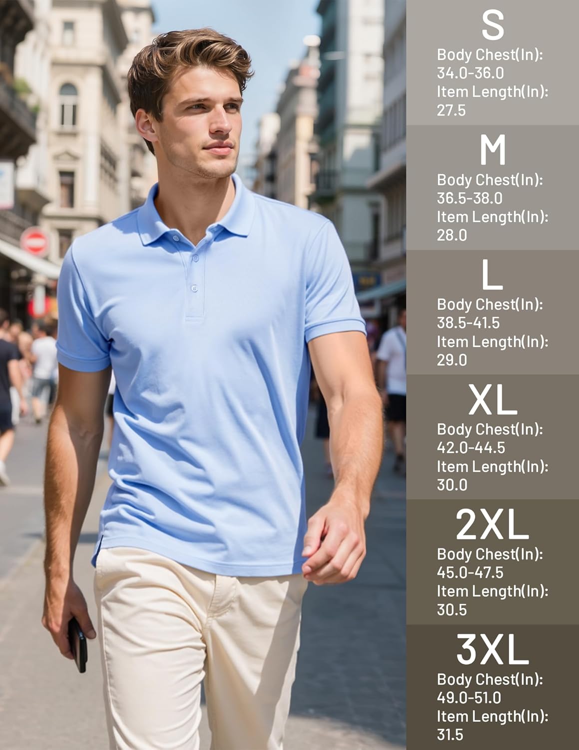 MIER Polo Shirts for Men Cotton Short Sleeve Golf Tennis Collared Shirt for Casual Work Travel, 3 Buttons, Ultra Soft - Image 6