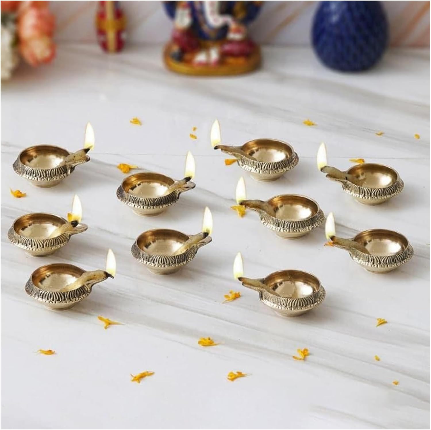 Brass Diya Oil Lamp | Traditional Decorative Pooja Diya for Home, Temple & Festival Use (Pack of 2)