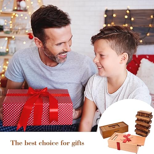 Vista 20 de Paquete de 4 cajas de rompecabezas secretos de madera con compartimento oculto, cajones mágicos de rompecabezas 3D, caja de rompecabezas para Tipo 4