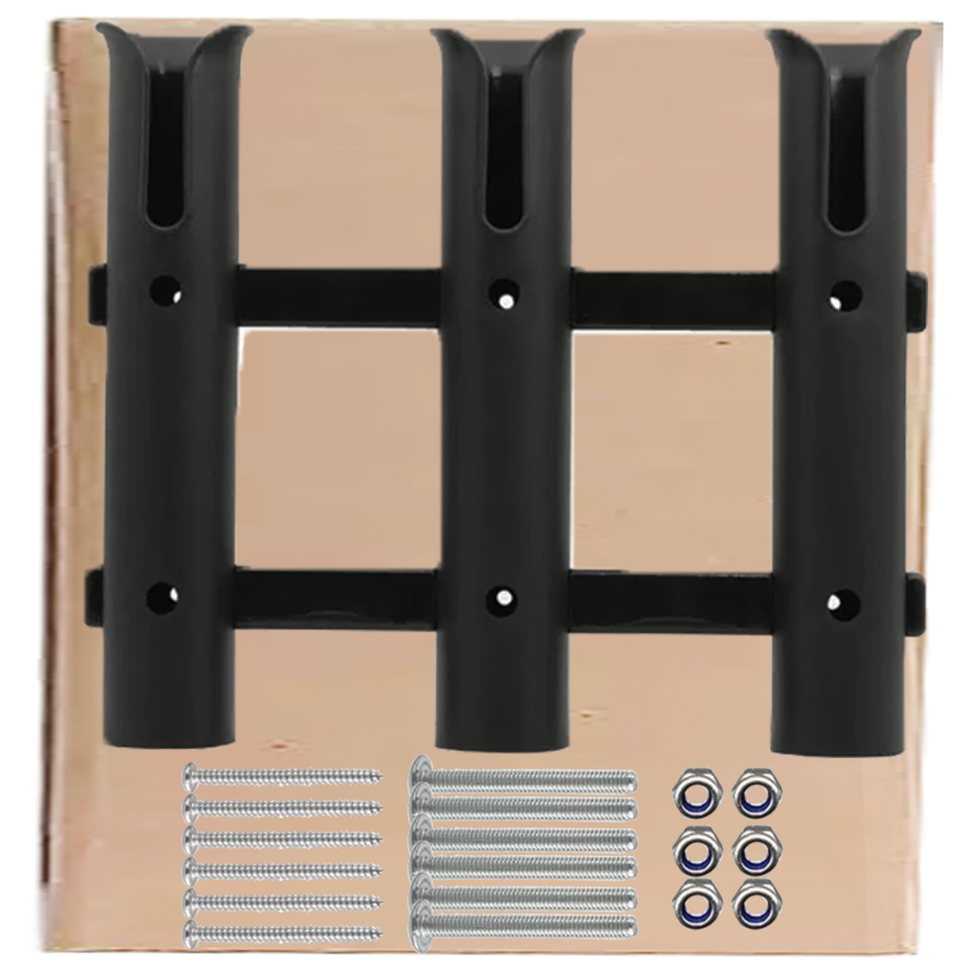 Fishing Rod Holders with Screws Plastic Tube Pole Holders Bracket for Boat Kayak Garage Cooler Trailer Portable (Black-3 Pole)