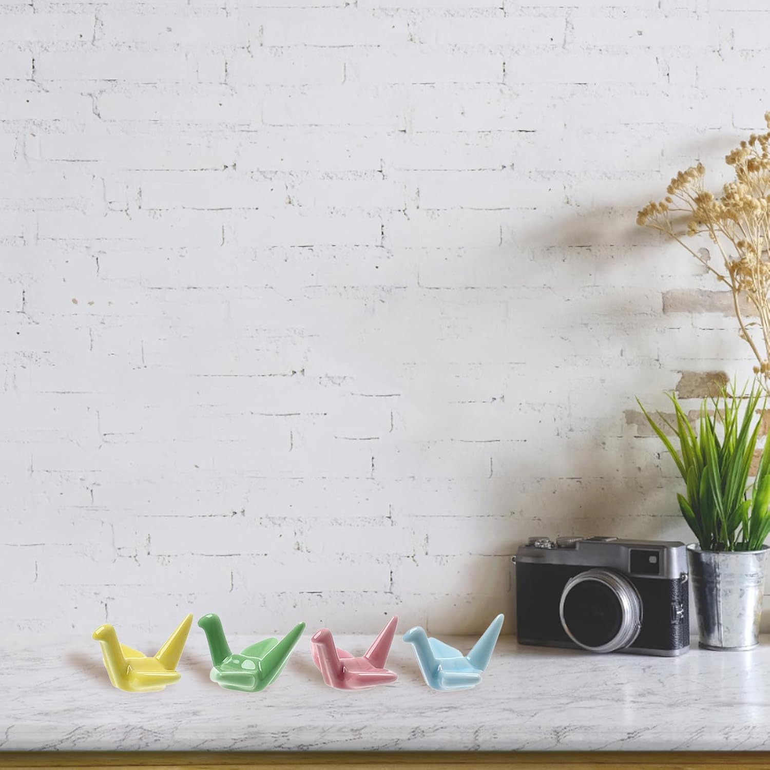 Paper Crane Ceramic Chopsticks Rest Stand 12pcs for Dining Table