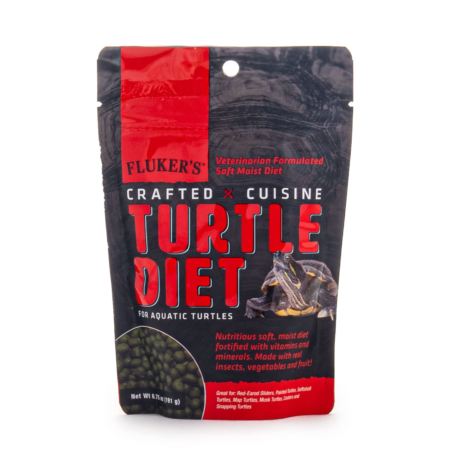 Fluker's Crafted Cuisine Diet, alimento para Tortugas acuáticas, Hecho con grillos, Gusanos de la harina, Frutas y Verduras Reales, 6.75 onzas
