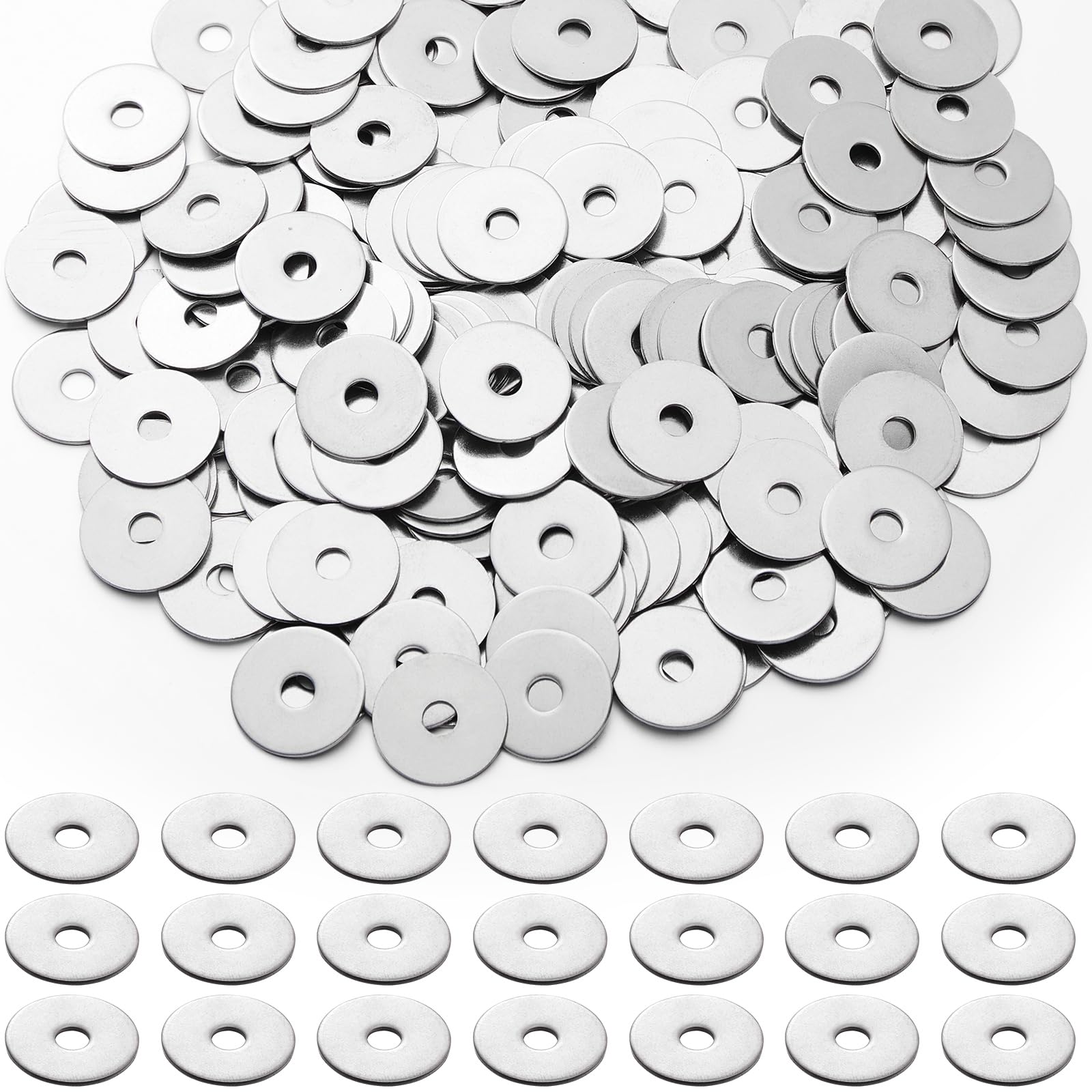 Hotop 200 Pieces Stainless Steel Fender Washers 18-8 Stainless Steel Flat Washer (3/16" X 3/4")