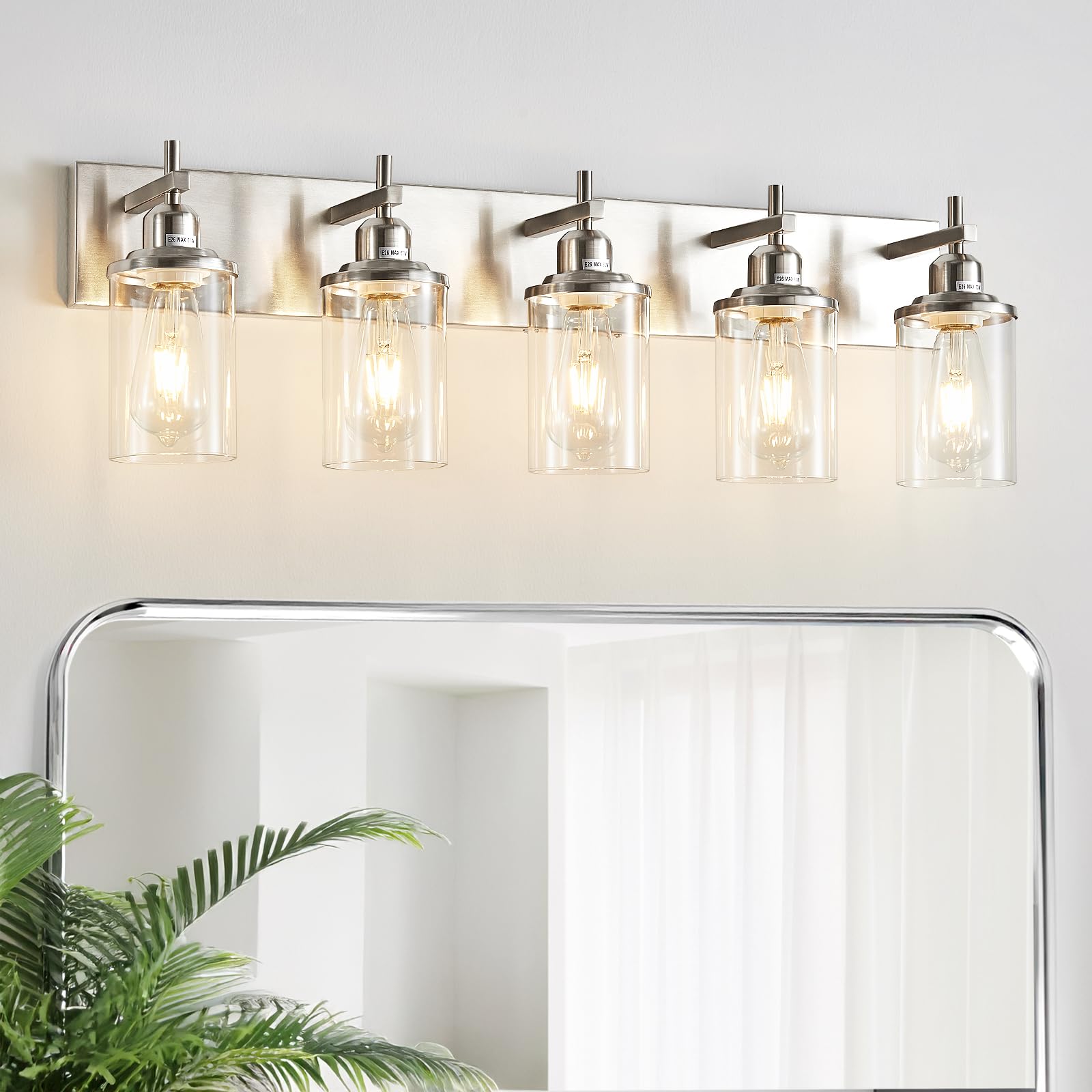 YK☆ Lanhall 5-Light Brushed Nickel Bathroom Light Fixture Over Mirror