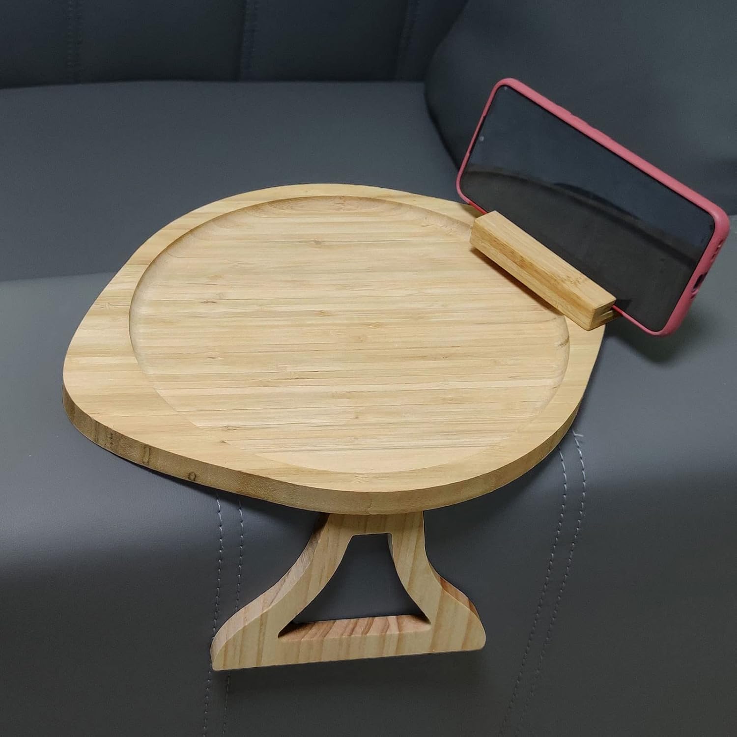 WujiJia Clip On Tray Sofa Table for Wide Couches. Couch Arm Tray Table, Portable and TV Table for Small Spaces. Natural Wood Tray, Stable Sofa Arm Table for Eating and Drink Table. : Home & Kitchen
